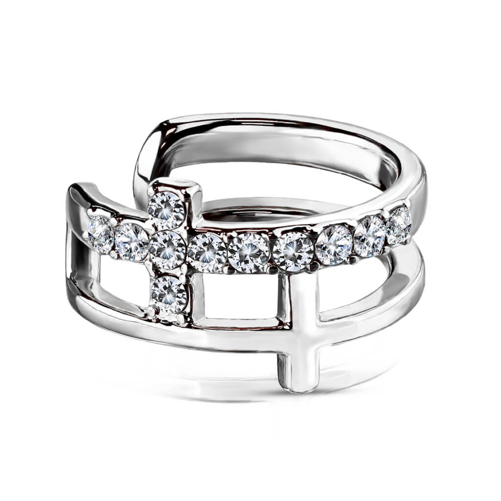 Nausznica nausznica podwójny krzyż cyrkonia kolczyk rozginany - Image 5