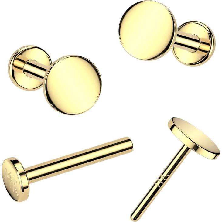 Złoto 585 labret kolczyk do nosa okrągły push-in - Image 3