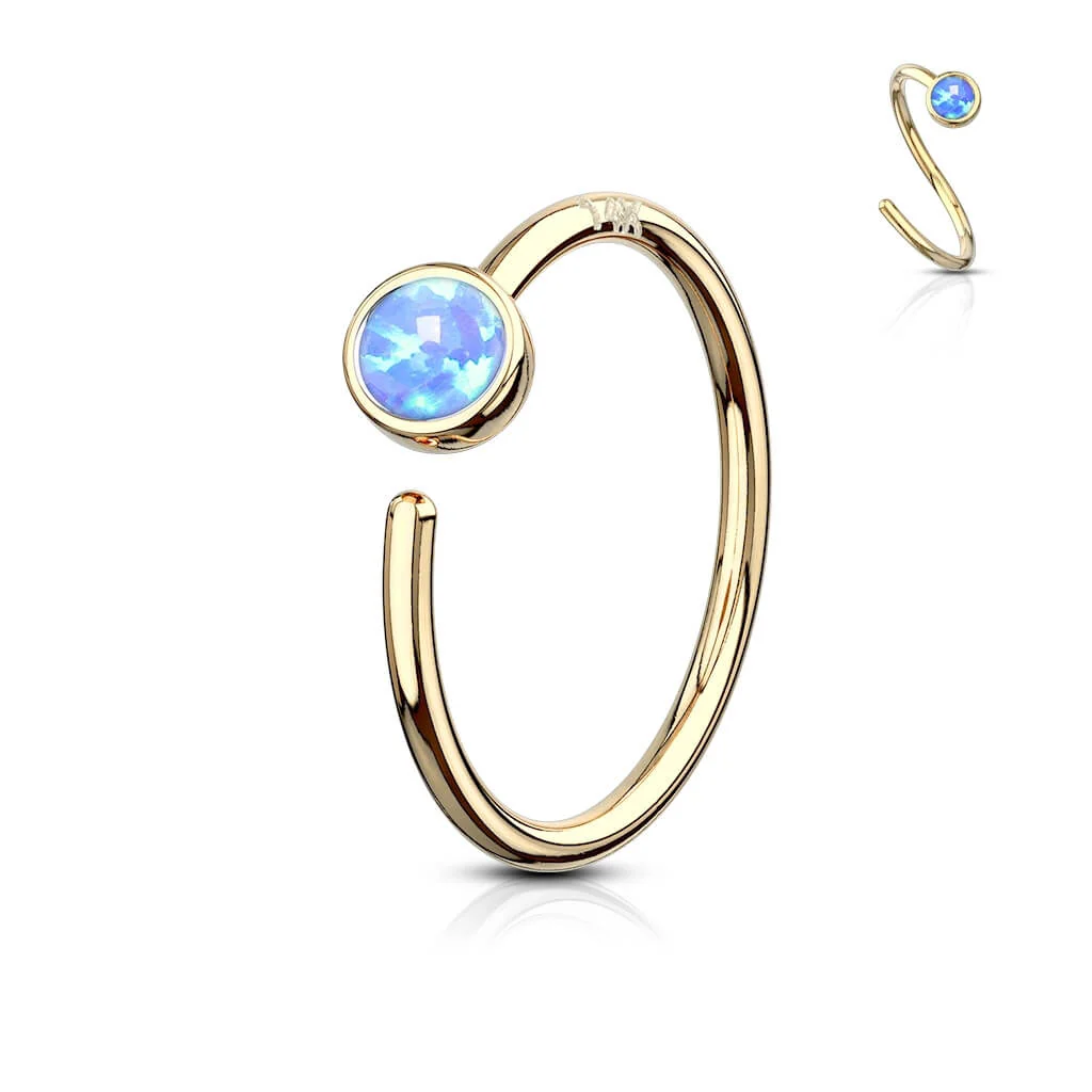 Złoto 585 kółko opal kolczyk rozginany - Image 6