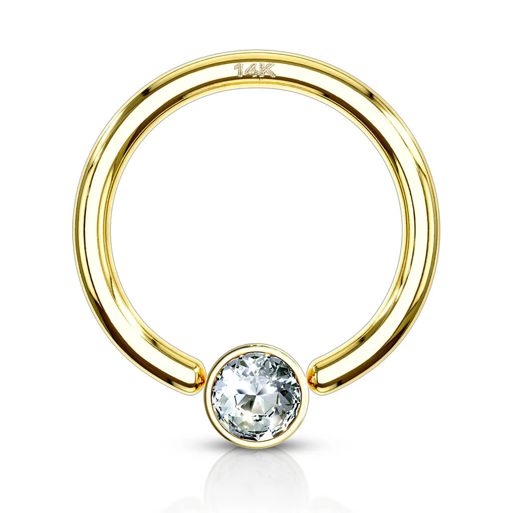 Złoto 585 kółko z kulką cyrkonia zapięcie captive bead - Image 3