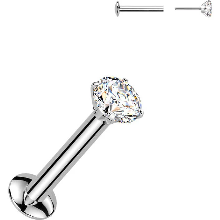Labret cyrkonia oprawa bezel srebrny Push-in - Image 19