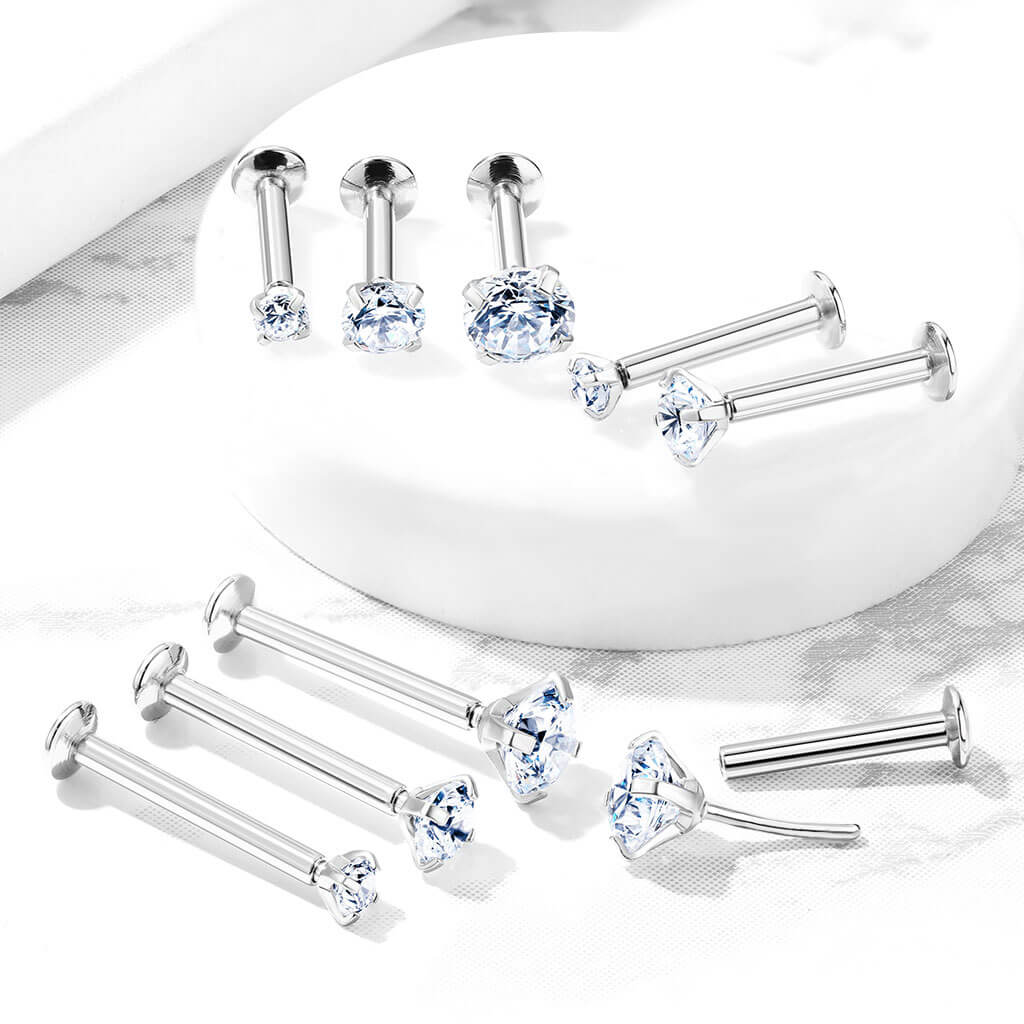 Labret cyrkonia oprawa bezel srebrny Push-in - Image 3
