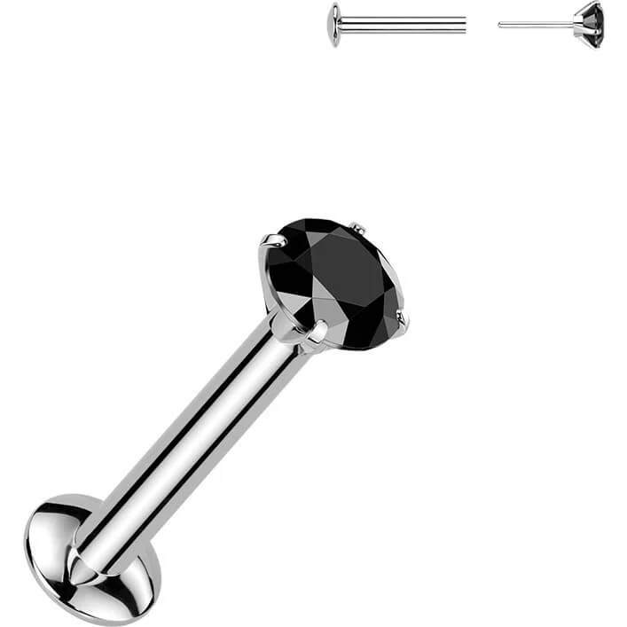 Labret cyrkonia oprawa bezel srebrny Push-in - Image 9