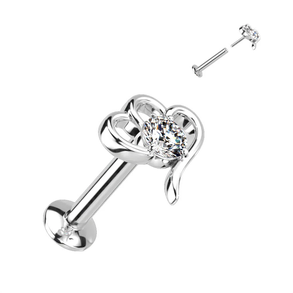 Labret cyrkonie serca push-in - Image 2
