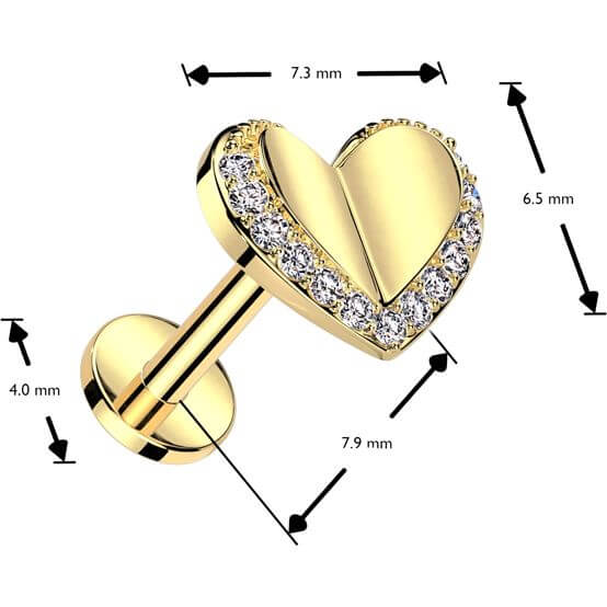 Labret serduszko cyrkonia push-in - Image 5