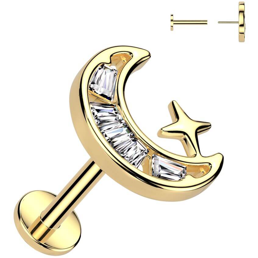 Labret księżyc gwiazdka cyrkonia push-in - Image 3