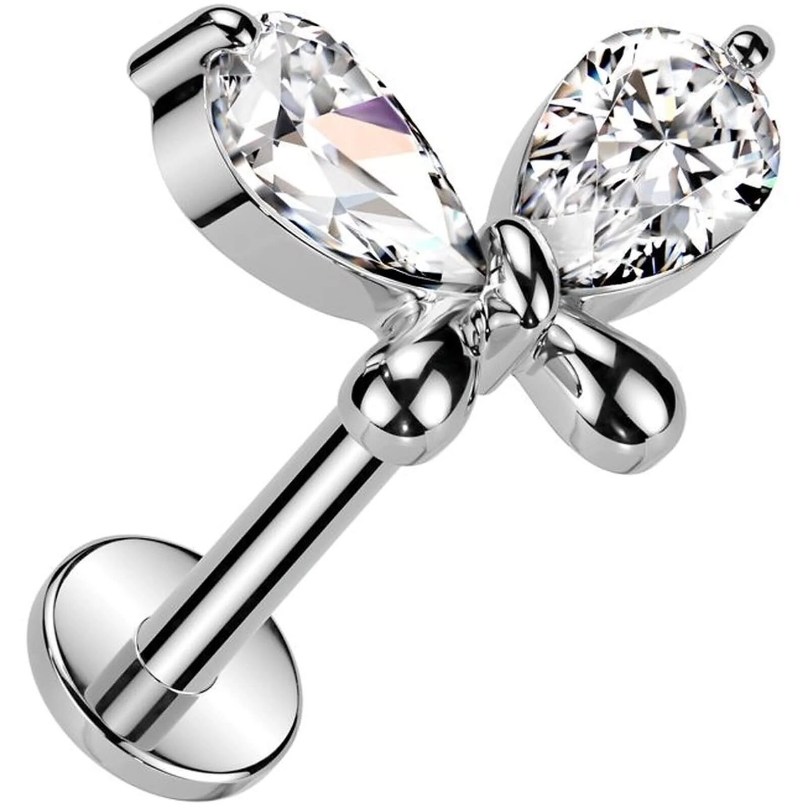 Labret motylek cyrkonia push-in