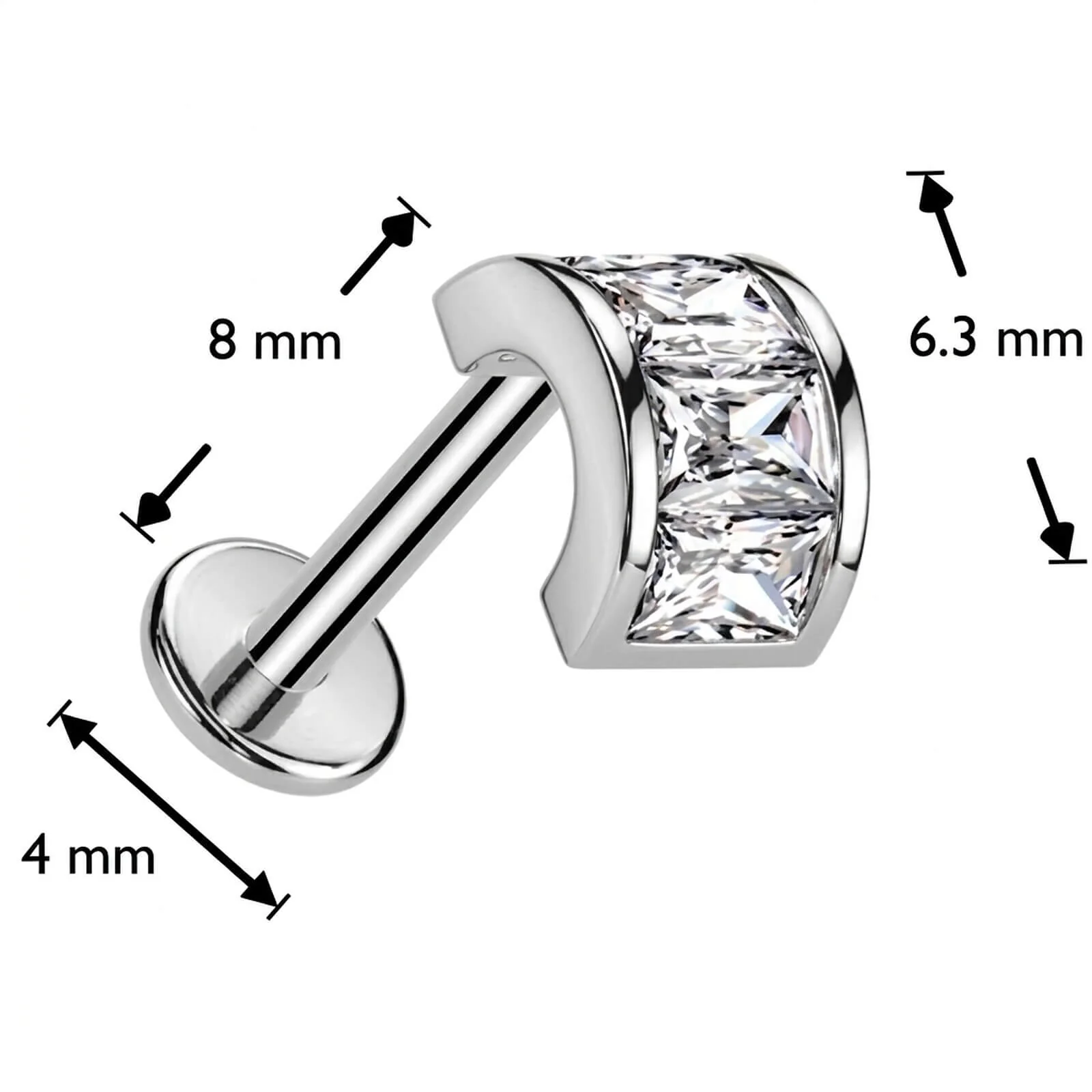 Labret podkowa cyrkonia push-in - Image 4