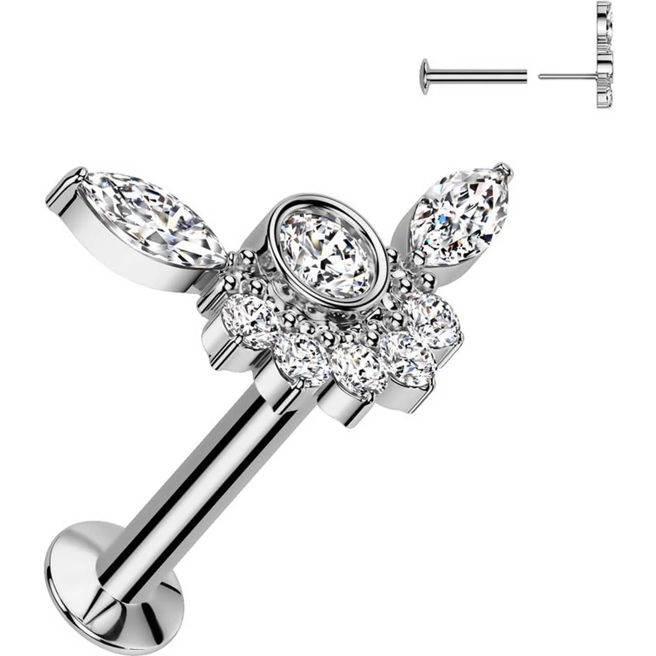 Labret cyrkonia oprawa bezel otoczona cyrkoniami push-in - Image 2