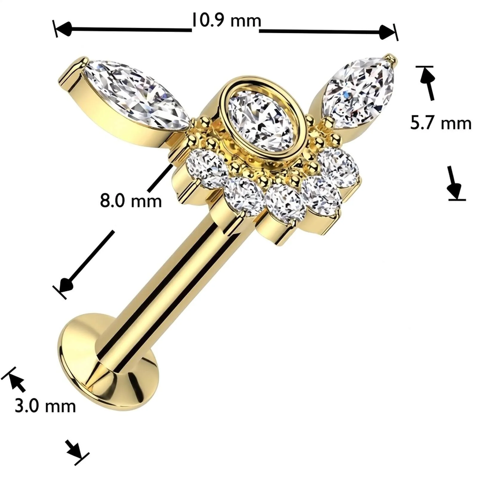 Labret cyrkonia oprawa bezel otoczona cyrkoniami push-in - Image 4