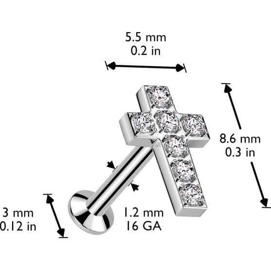 Labret krzyż cyrkonia push-in - Image 5