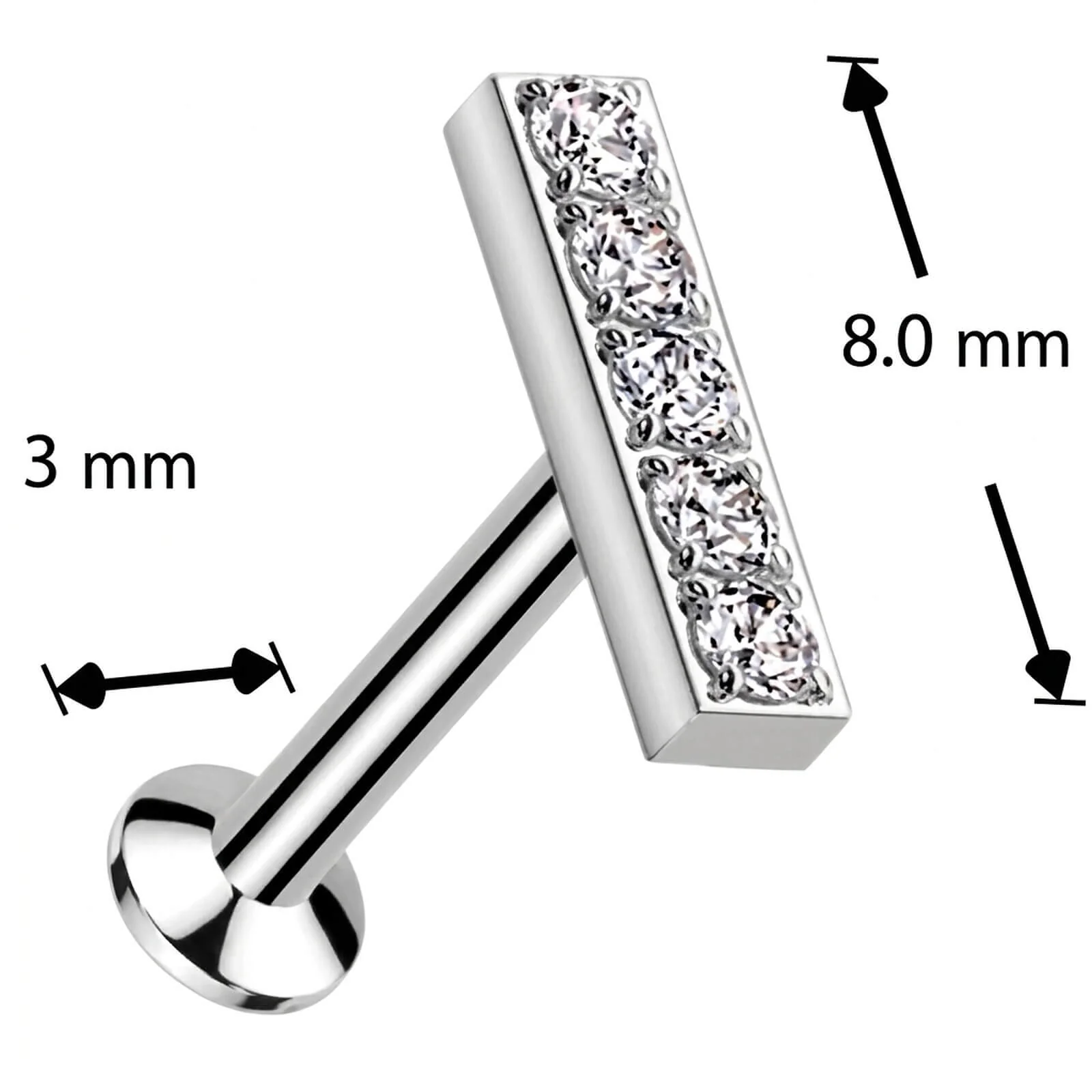 Labret słupek cyrkonie push-in - Image 3
