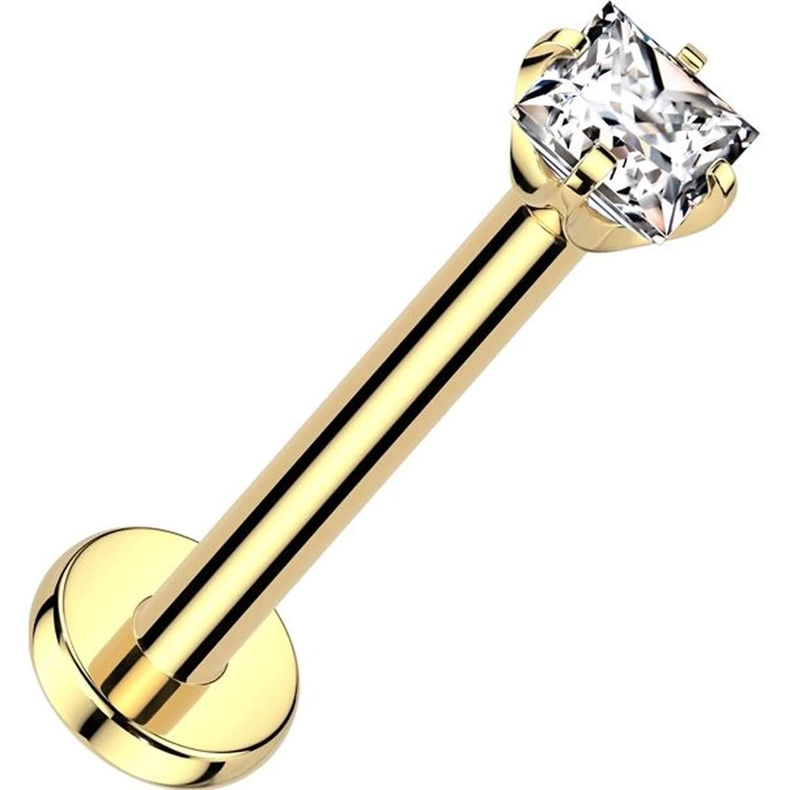 Tytan labret kwadrat cyrkonia push-in
