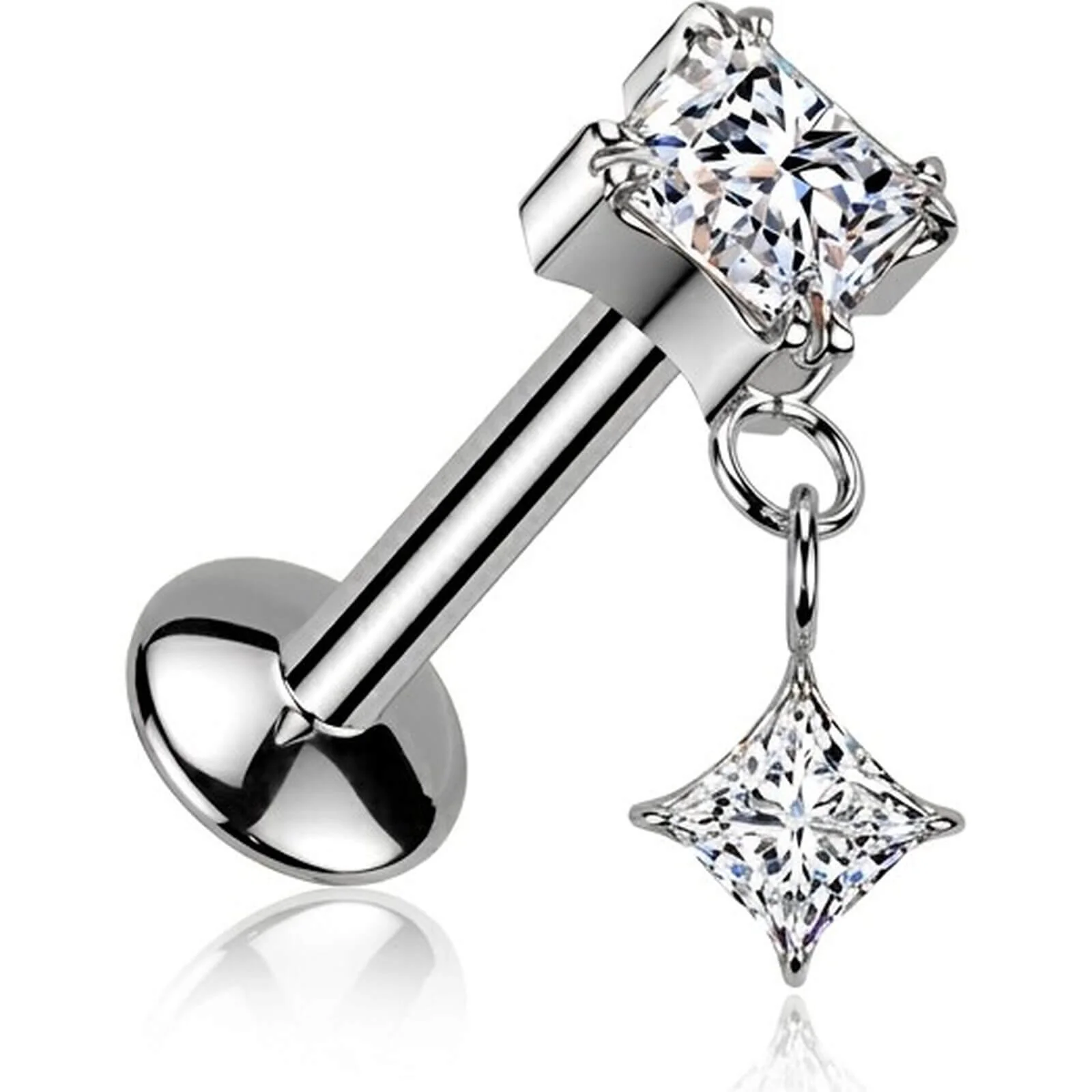 Tytan labret cyrkonie w kształcie diamentu zawieszka push-in