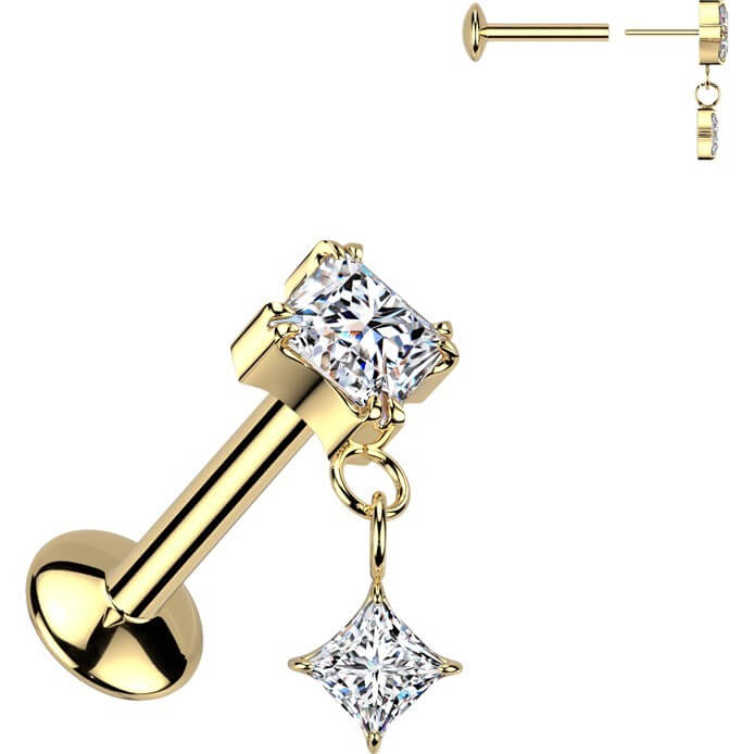 Tytan labret cyrkonie w kształcie diamentu zawieszka push-in - Image 2