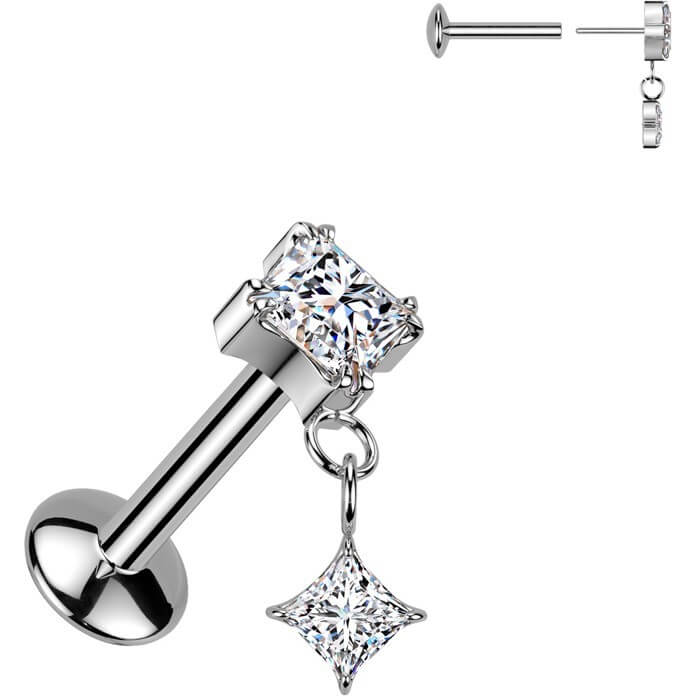Tytan labret cyrkonie w kształcie diamentu zawieszka push-in - Image 3