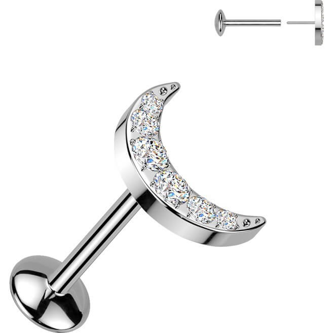 Tytan labret księżyc cyrkonia push-in - Image 3