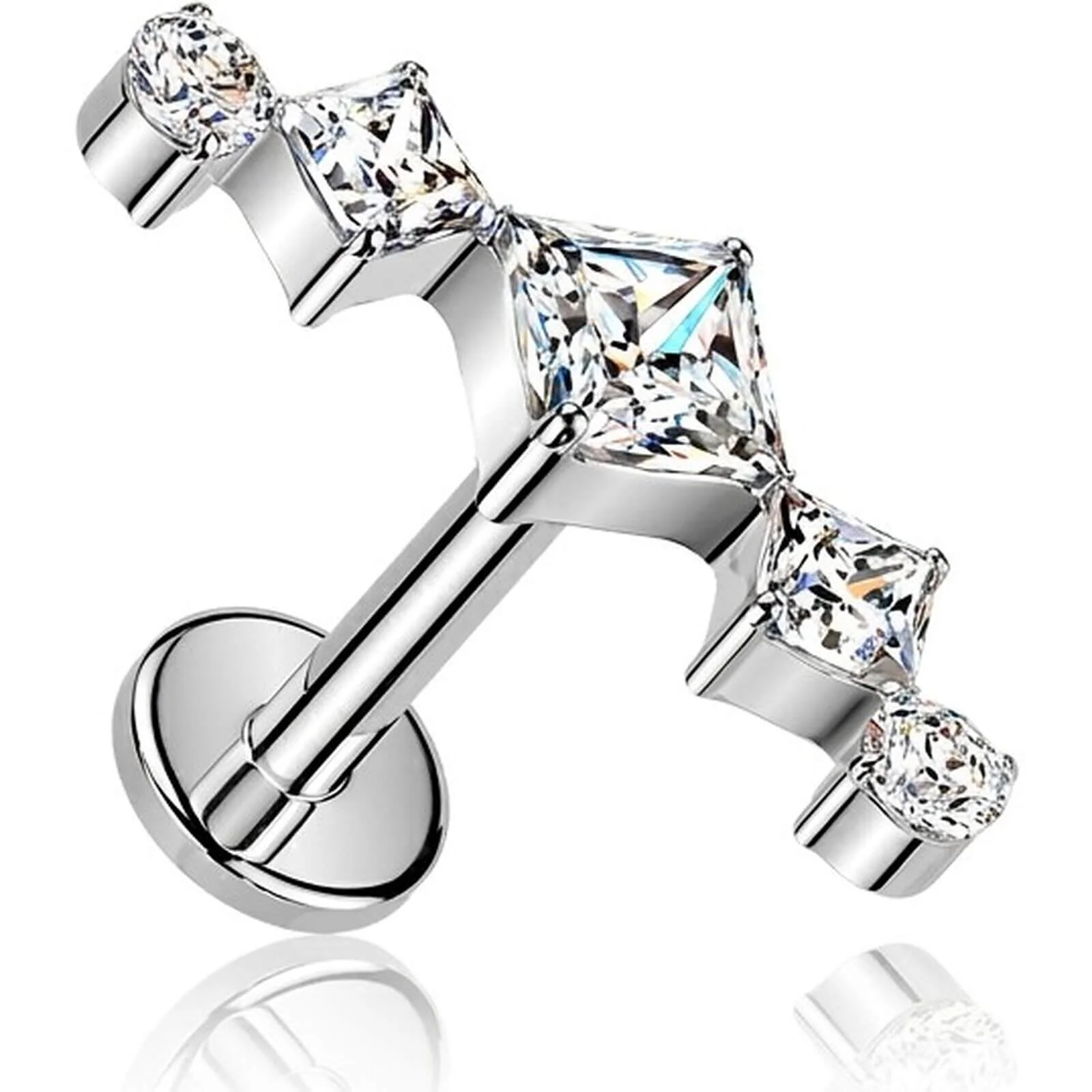 Tytan labret wachlarz z cyrkoniaowych cyrkonii push-in