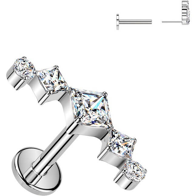 Tytan labret wachlarz z cyrkoniaowych cyrkonii push-in - Image 3