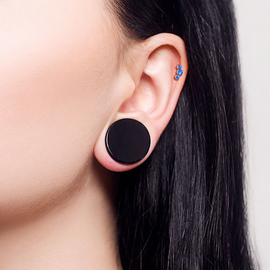 Tytan labret 3 opale srebrny push-in - Image 3