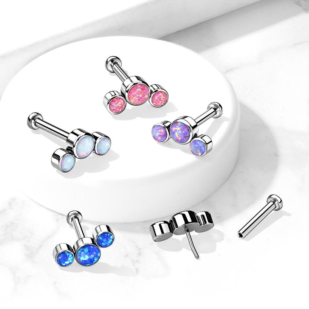 Tytan labret 3 opale srebrny push-in - Image 4