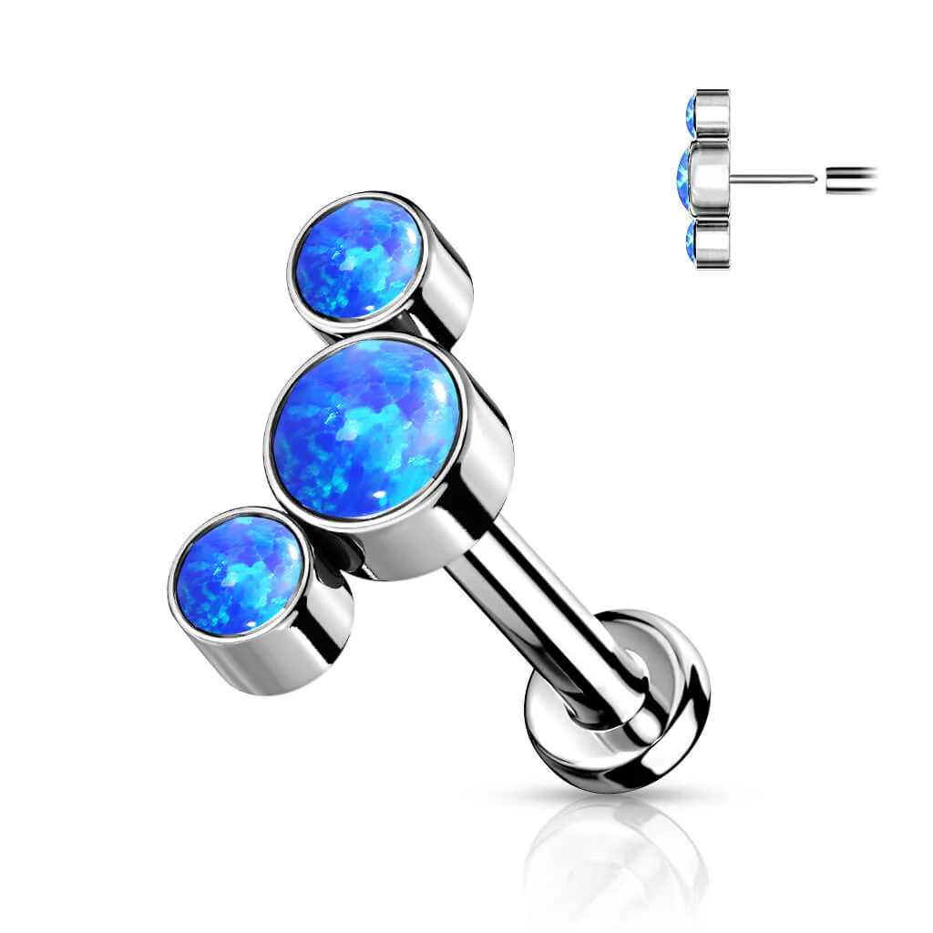 Tytan labret 3 opale srebrny push-in - Image 5