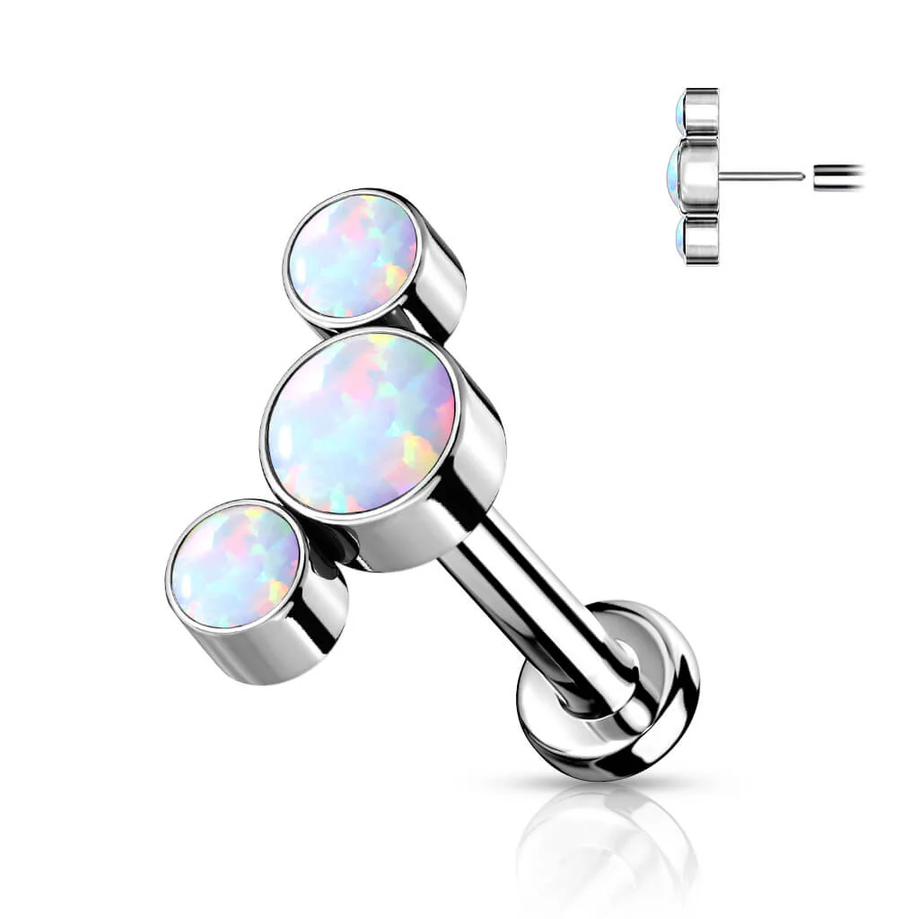 Tytan labret 3 opale srebrny push-in - Image 6