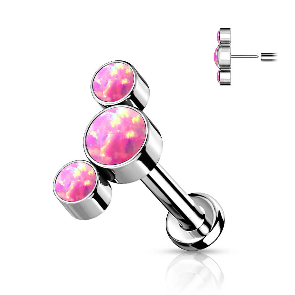 Tytan labret 3 opale srebrny push-in - Image 7