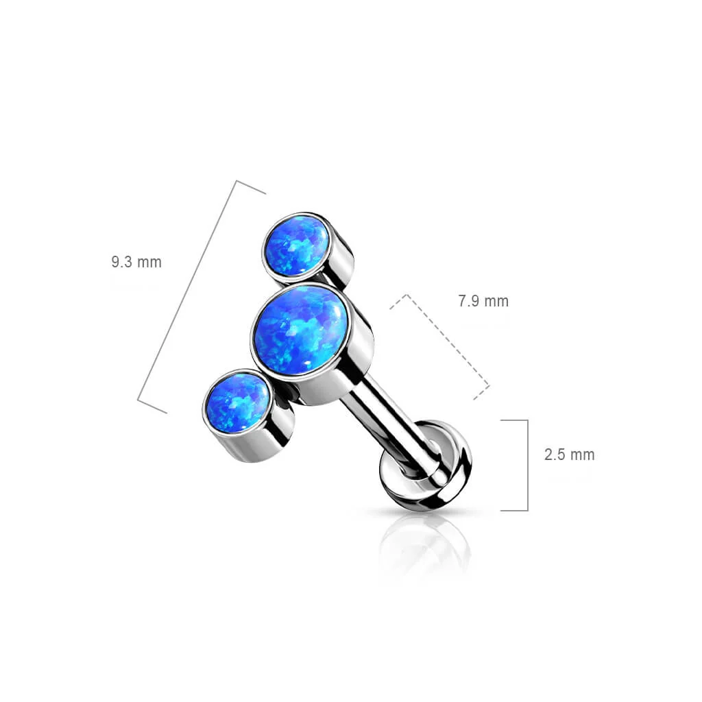 Tytan labret 3 opale srebrny push-in - Image 9