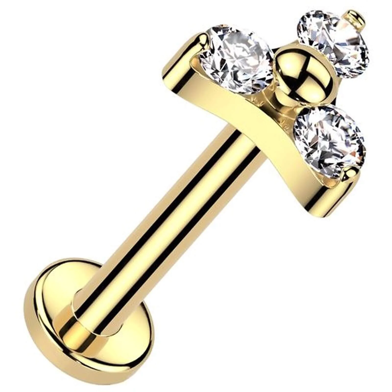 Tytan labret triquetra 3 cyrkonie w łapkach push-in