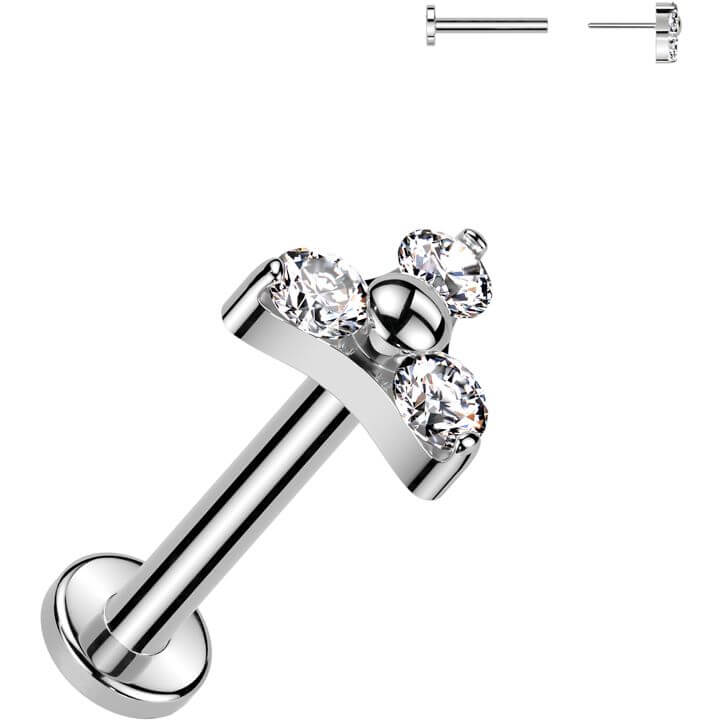 Tytan labret triquetra 3 cyrkonie w łapkach push-in - Image 2