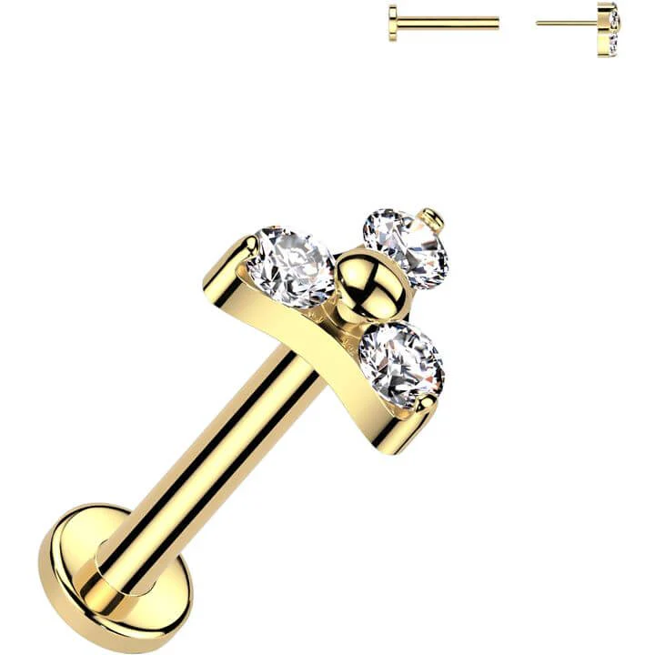 Tytan labret triquetra 3 cyrkonie w łapkach push-in - Image 3