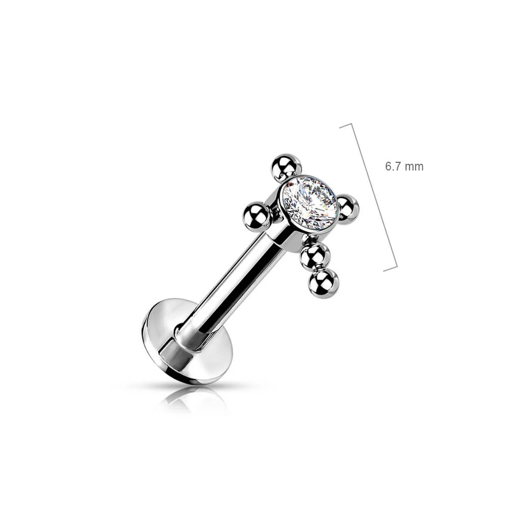 Tytan labret krzyż cyrkonia opal srebrny push-in - Image 10