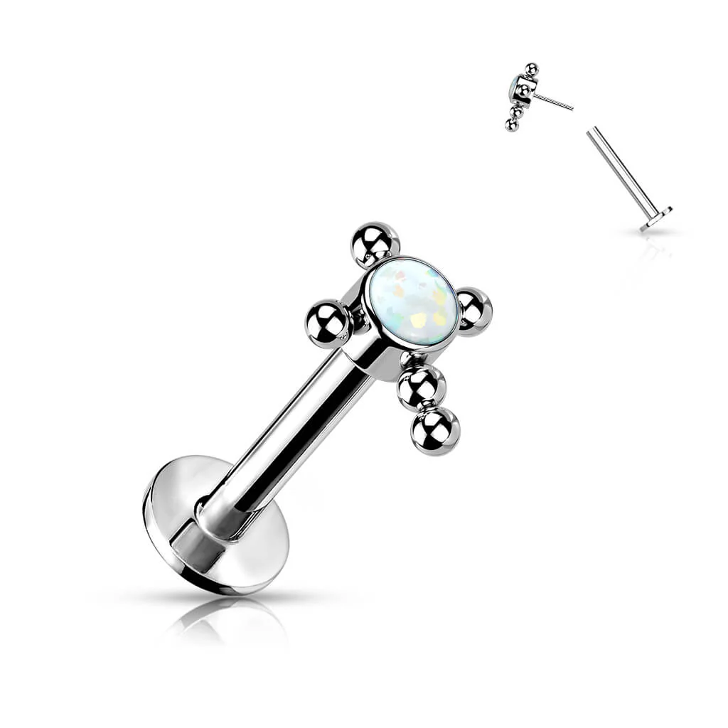 Tytan labret krzyż cyrkonia opal srebrny push-in - Image 6