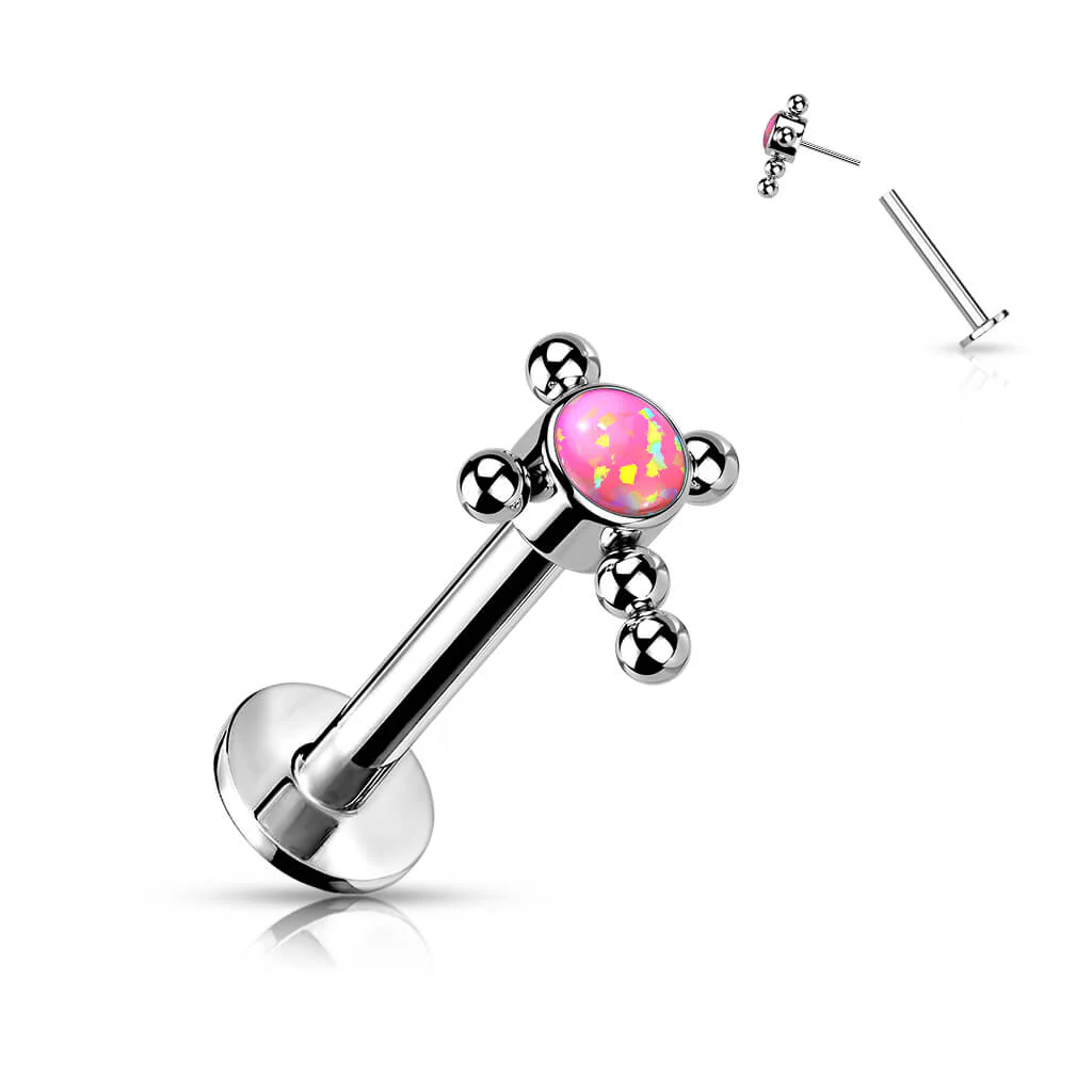 Tytan labret krzyż cyrkonia opal srebrny push-in - Image 7