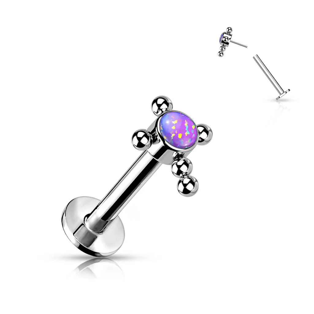 Tytan labret krzyż cyrkonia opal srebrny push-in - Image 8