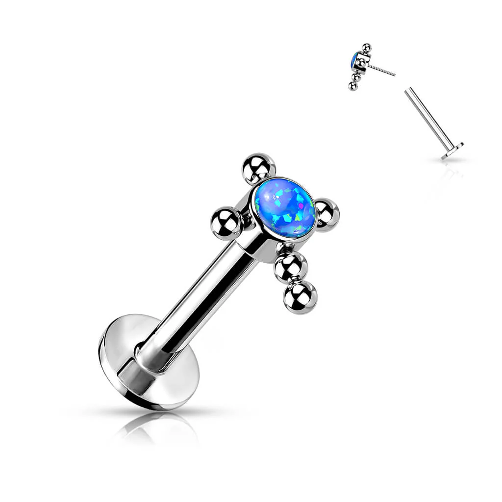 Tytan labret krzyż cyrkonia opal srebrny push-in - Image 9