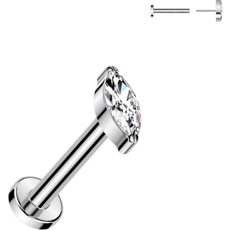 Tytan labret cyrkonia szlif markizowy push-in - Image 2