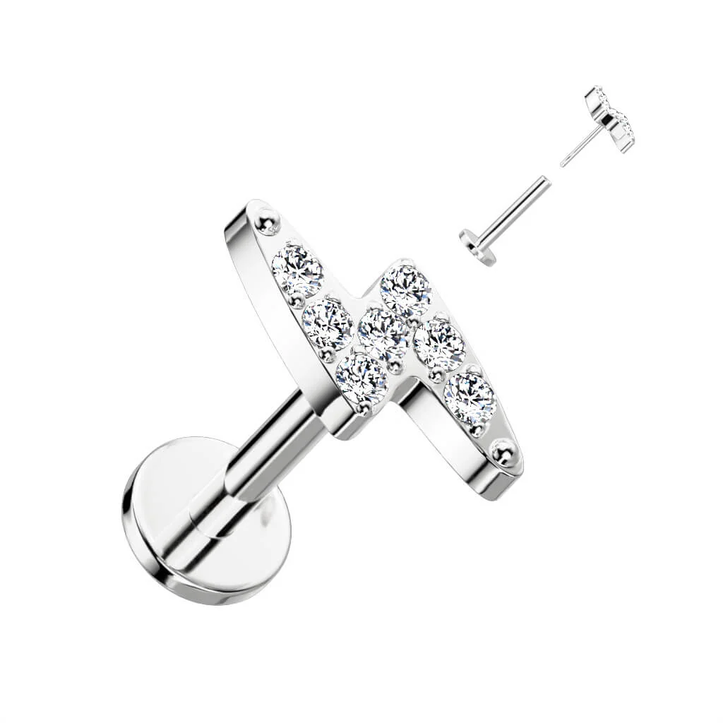 Tytan labret piorun złoty srebrny push-in - Image 3