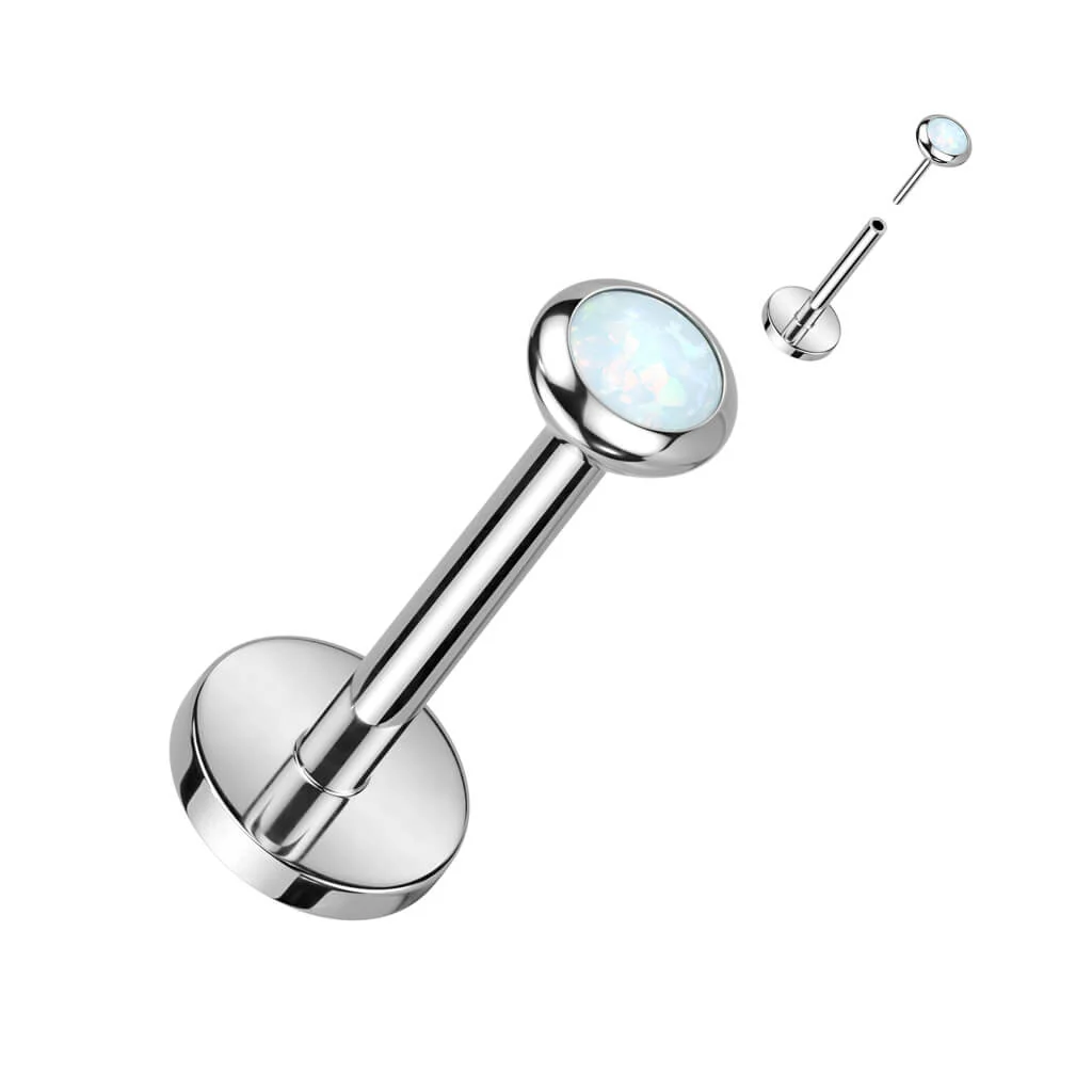 Tytan labret cyrkonia opal push-in - Image 7
