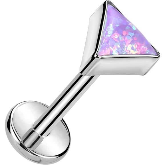 Tytan labret nakrętka trójkąt opal w oprawie bezel push-in - Image 4