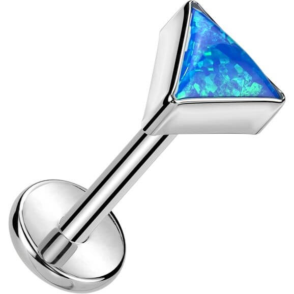 Tytan labret nakrętka trójkąt opal w oprawie bezel push-in - Image 5