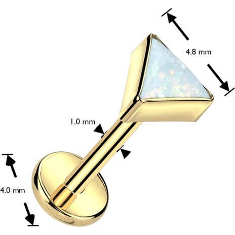 Tytan labret nakrętka trójkąt opal w oprawie bezel push-in - Image 7