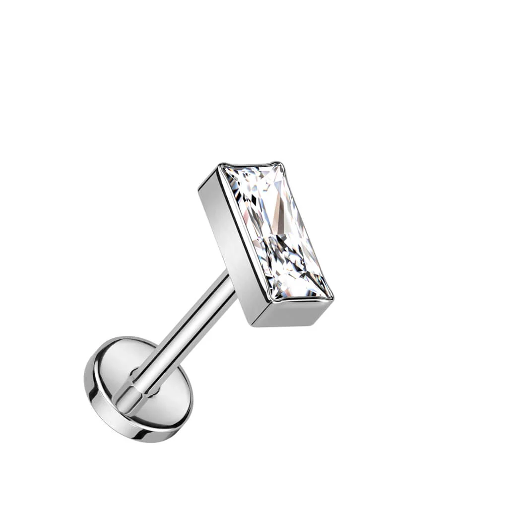 Tytan labret prostokąt cyrkonia push-in - Image 2