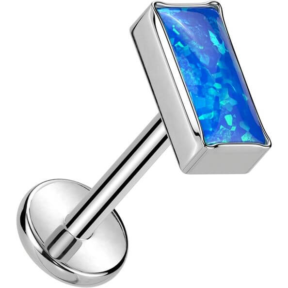 Tytan labret nakrętka prostokąt opal w oprawie bezel push-in - Image 5