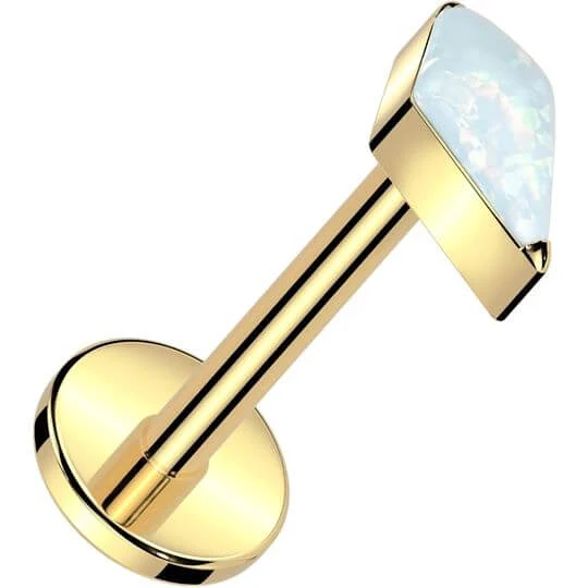 Tytan labret cyrkonia opal w kształcie diamentu push-in - Image 4