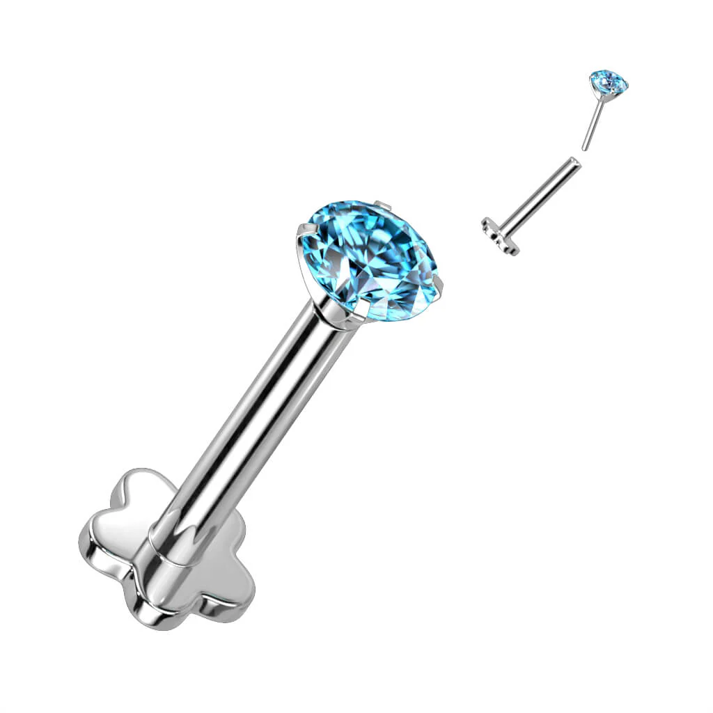 Tytan labret kwiatek cyrkonia podstawa w kształcie kwiatka push-in - Image 10
