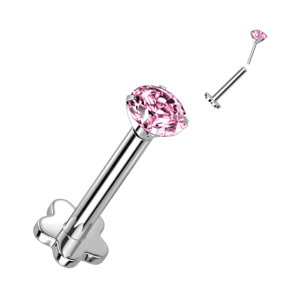 Tytan labret kwiatek cyrkonia podstawa w kształcie kwiatka push-in - Image 9