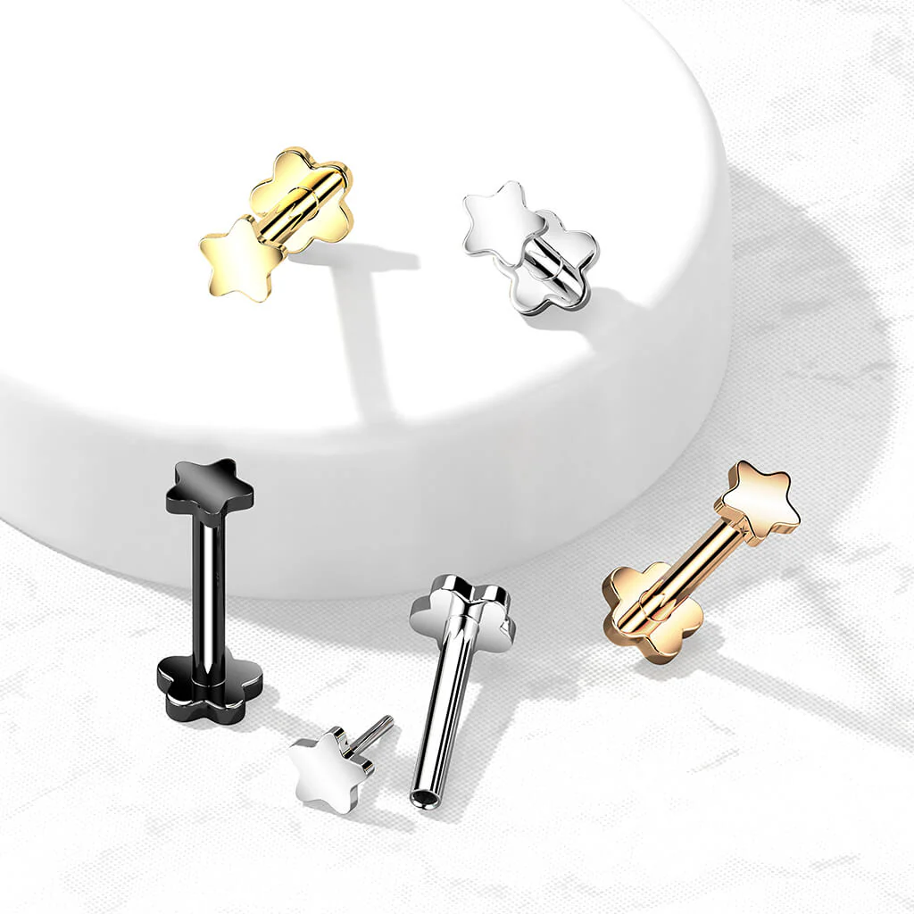 Tytan labret gwiazdka podstawa w kształcie kwiatka push-in - Image 3