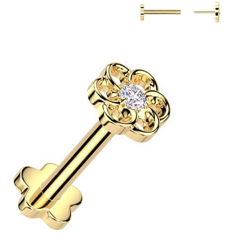 Tytan labret kwiatek cyrkonia podstawa kwiatek push-in - Image 3